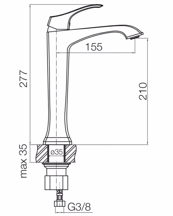 Bateria umywalkowa wysoka CADIA - Bronz