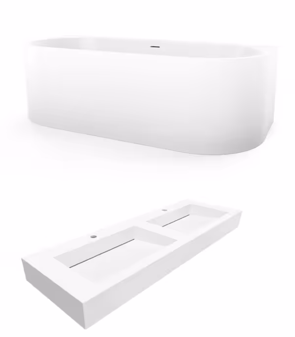 Zestaw umywalka U1400-2xMOLC i wanna LUVIA