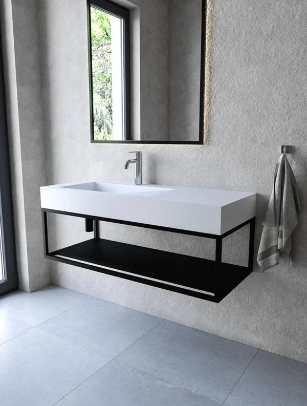 Stelaż 110 cm z półką i wieszakiem na ręcznik pod umywalkę