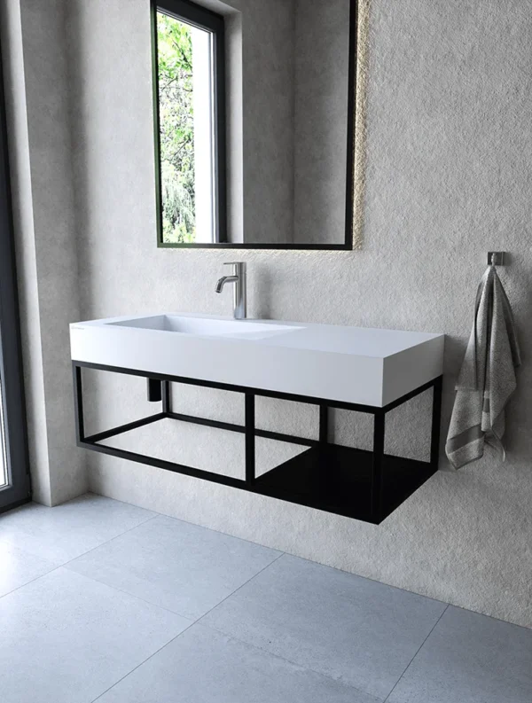 Stelaż wiszący 110 cm z małą półką pod umywalkę