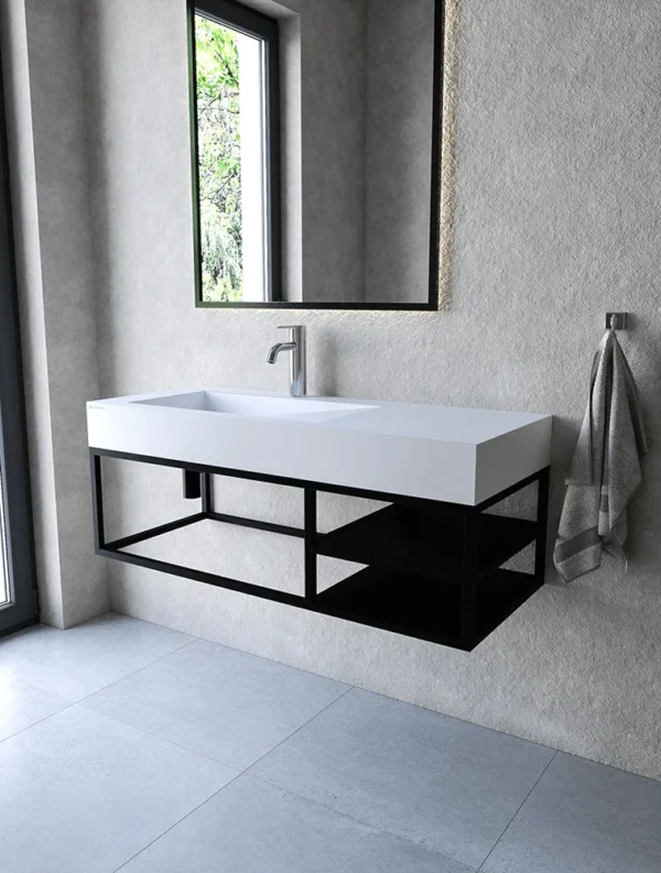 Stelaż wiszący 110 cm z dwoma półkami pod umywalkę