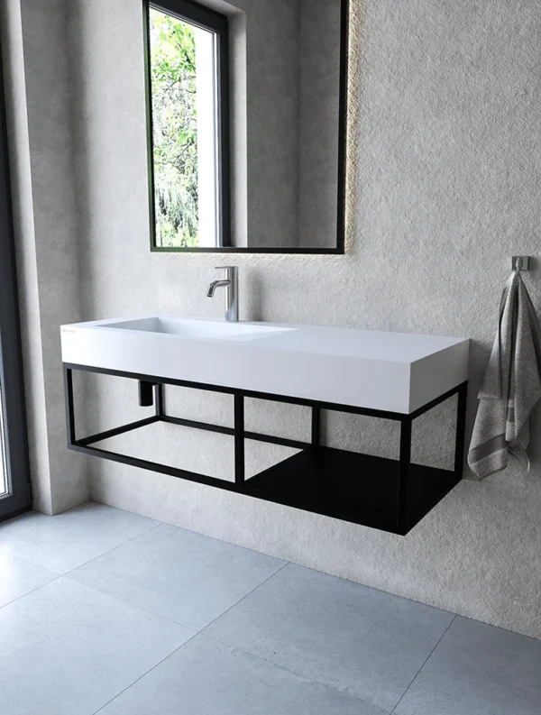 Stelaż wiszący 120 cm z małą półką pod umywalkę