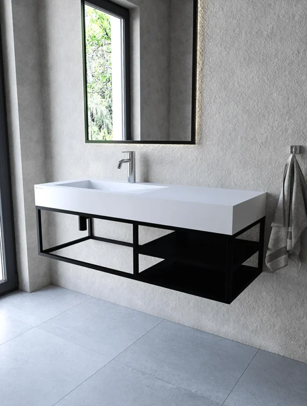 Stelaż wiszący 120 cm z dwoma półkami pod umywalkę