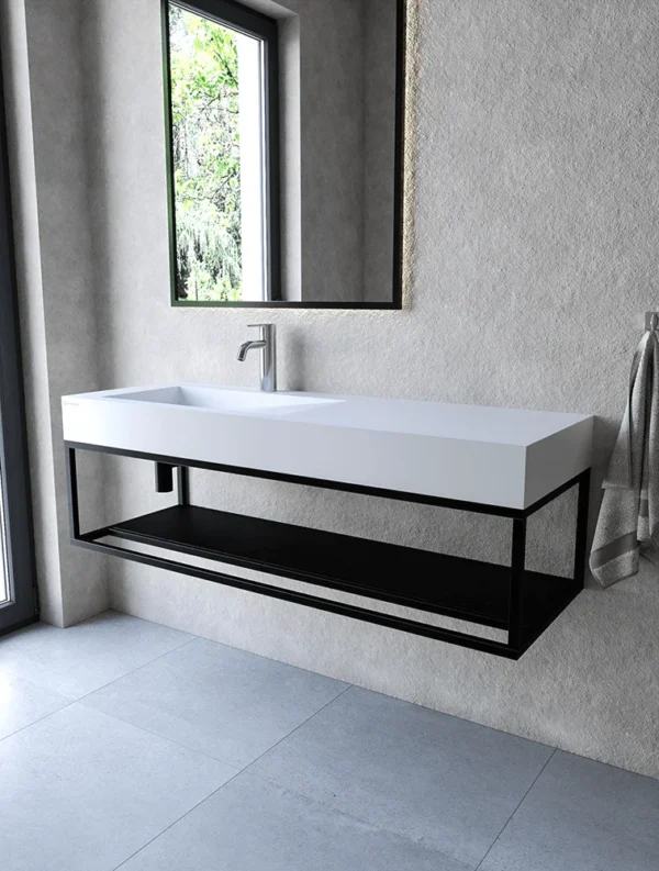 Stelaż 130 cm z półką i wieszakiem na ręcznik pod umywalkę