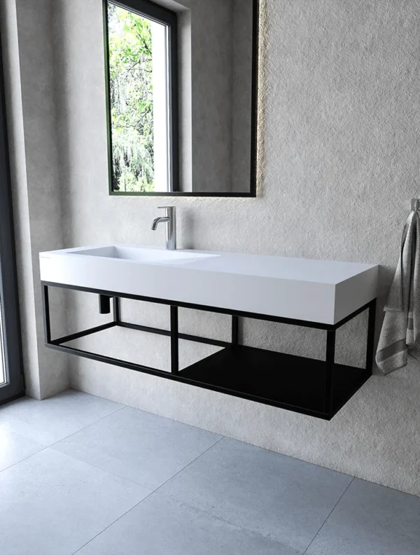 Stelaż wiszący 130 cm z małą półką pod umywalkę