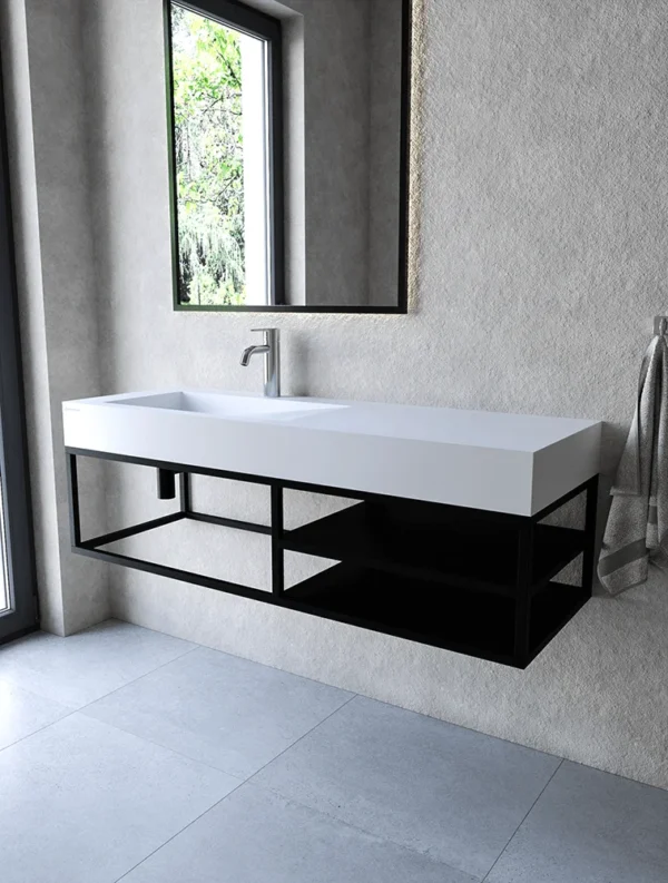 Stelaż wiszący 130 cm z dwoma półkami pod umywalkę