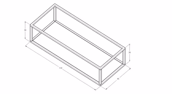 Stelaż 110 cm z półką  pod umywalkę