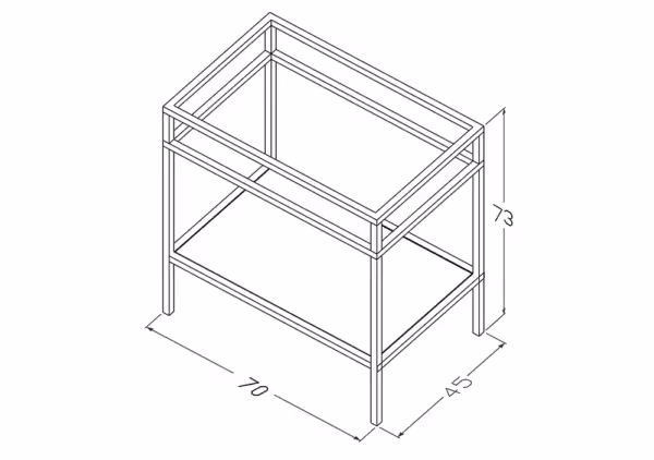 Stelaż stojący z półką 70 cm pod umywalkę