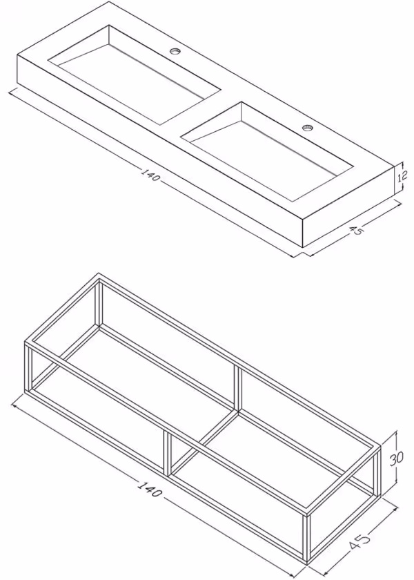 Zestaw stelaż ST1400-04 i umywalka U1400-2xMOLC