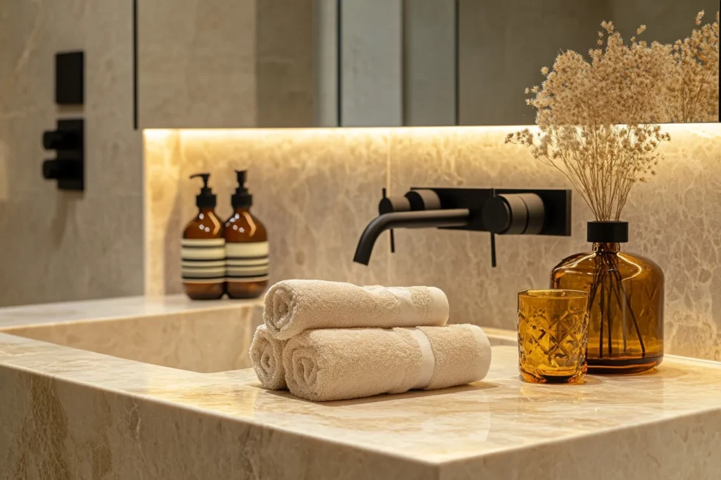 umywalka z blatem ze spieku kwarcowego